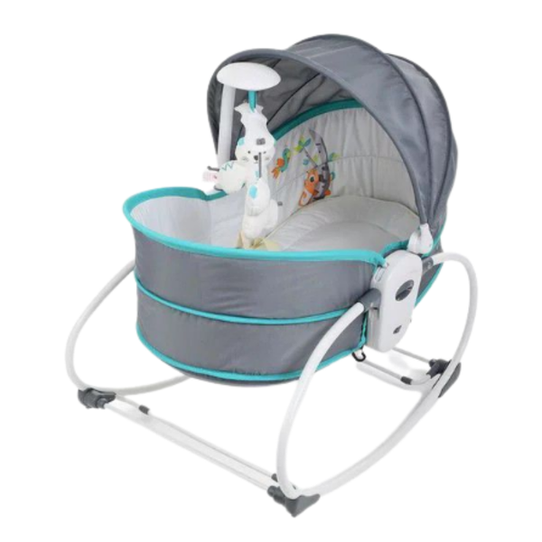 5-in-1 Rocking Bounce Chair with Removable Bassinet and Melody - Sky Blue