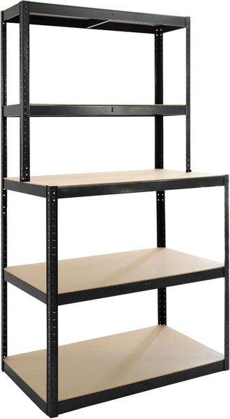 5 Tier Matt Black Multi Shelf - 180x100x30/60cm