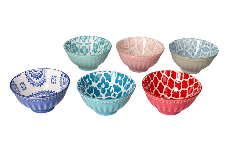 Danny home Bohemian Design Porcelain Sauce Bowl 6Pieces Set