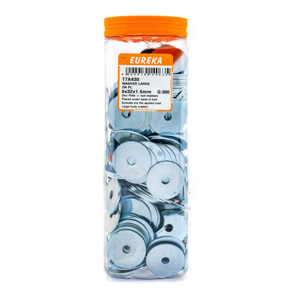 EUREKA Large Body Washer Zinc Plated 6 x 32 x 1.5mm Q:300 T7A430