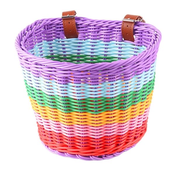Decor Removable Rattan Bicycle Handlebar Storage Basket Colourful -23cm