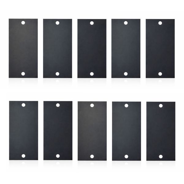 Black Anodised Aluminium Tags 100×50×0.5mm with 2 of 5mm Holes (10 Pack)