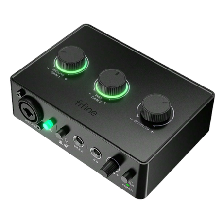 FIFINE - SC1 - High Signal-to-Noise Ratio Sound Card With Gain Knob - Black Image