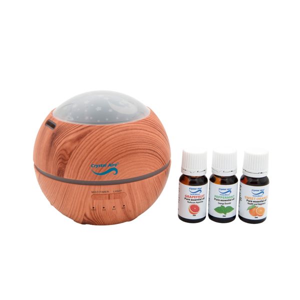Crystal Aire Night Light Aroma Diffuser w/ 3 x 10ml New Essential Oils