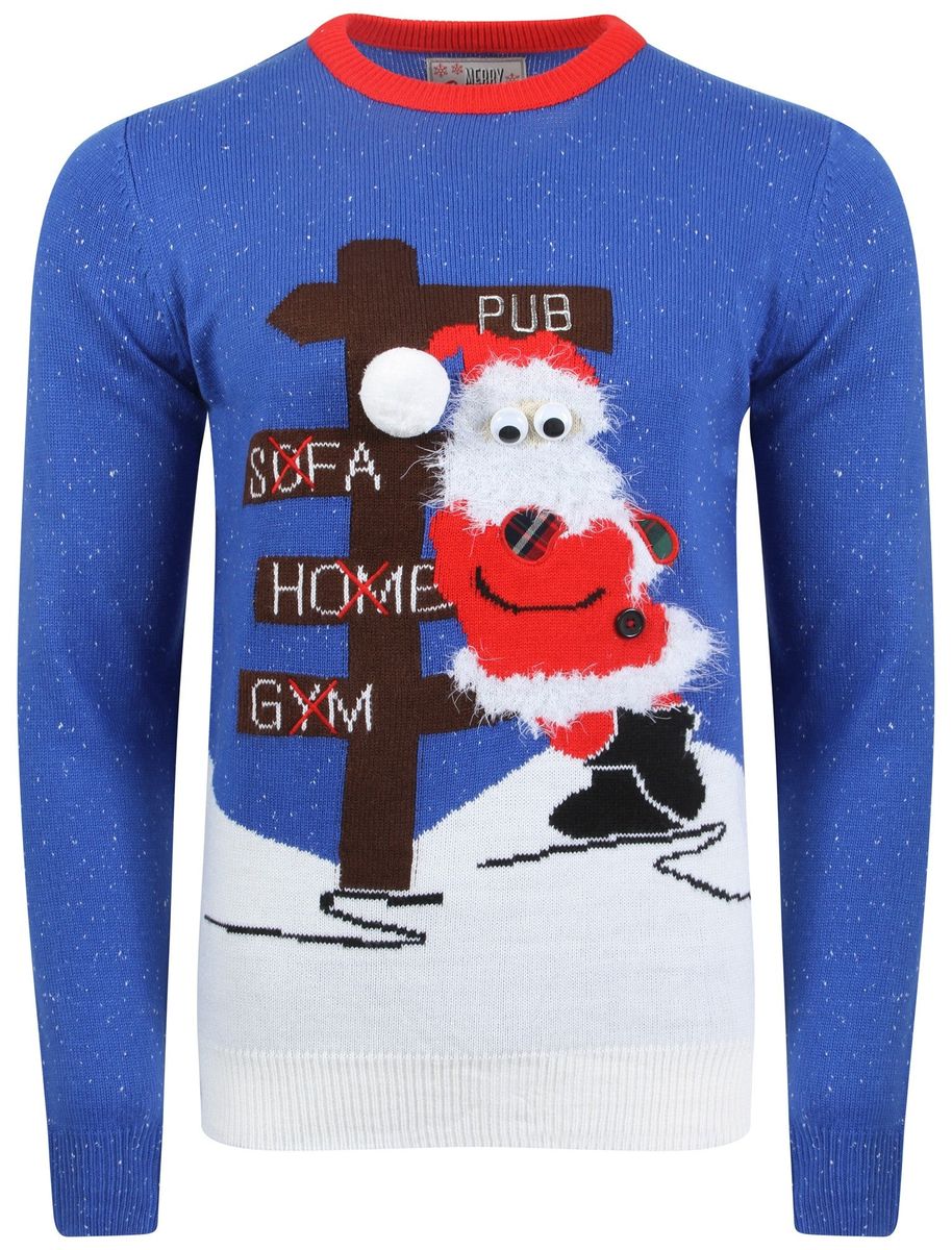 Tokyo Laundry Men's - Merry Christmas blue Santa Jumper (Parallel ...