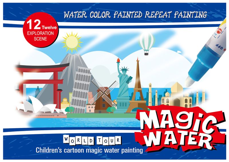 Reusable Magic Water Coloring Book - World Tour Series