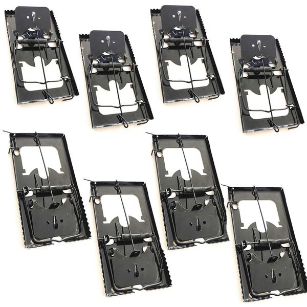 8x Mouse Trap Traditional Rat Trap Snap Trap For Rats - Black Metal