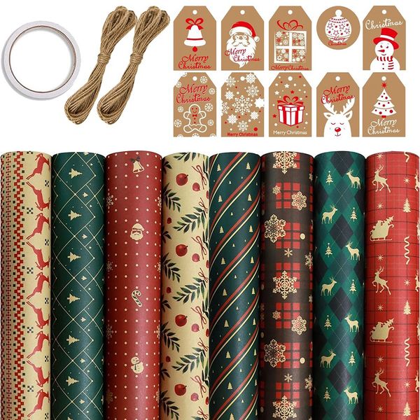 8 Sheets Gift Wrapping Paper,for Christmas Birthday Party Wrapping