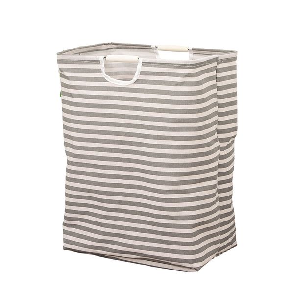 Large Foldable Cotton Linen Laundry Basket with Wooden Handles Waterproof