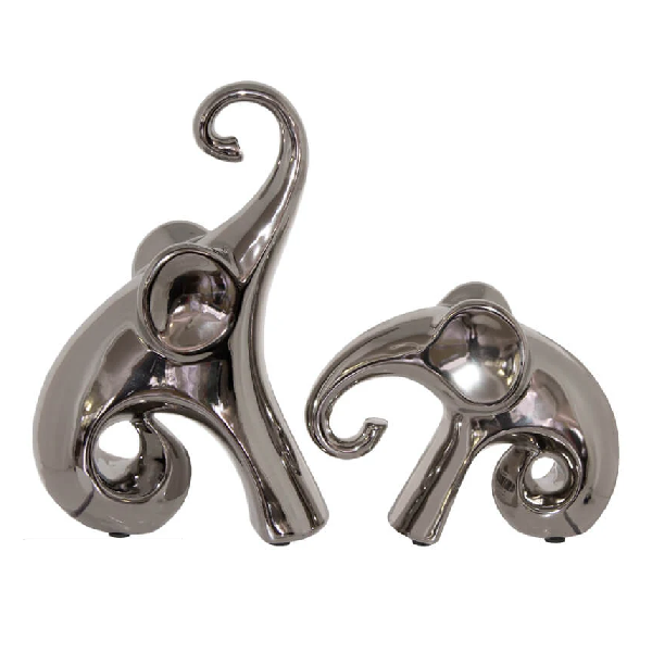Mento 21cm and 12cm Elephant Sculpture Set 2 Piece