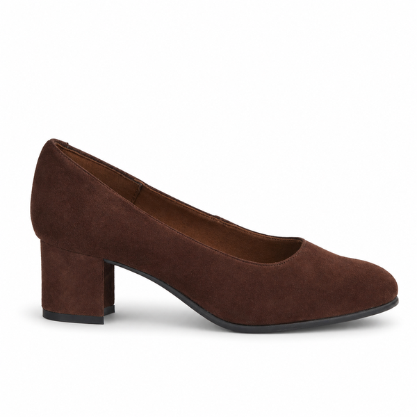 Froggie Women's Block Heel Court Shoe - Brown Suede - 12985