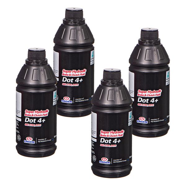 Engen Super Hydraulic Brake &amp; Clutch Fluid Dot 4+ 500Ml - 4 Pack