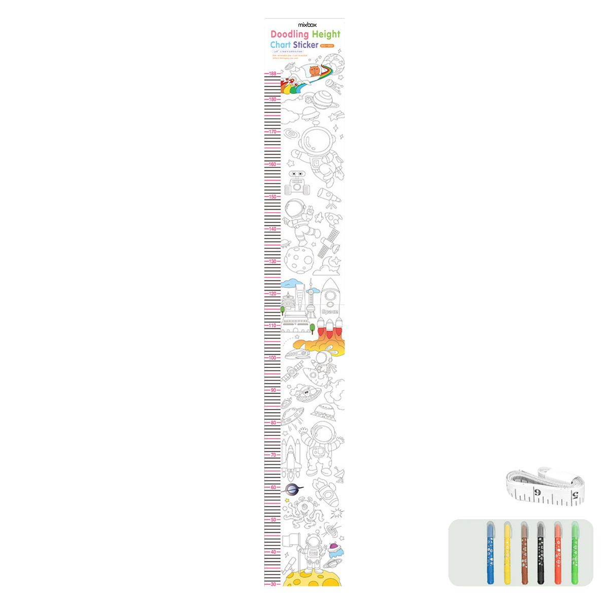 Mix Box Growth Chart Ruler Height Measurement Painting Poster Set for Kids