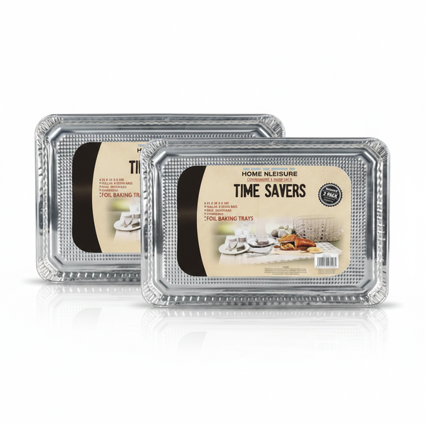 Home n Leisure Disposable Aluminium Foil Baking Trays 40x28x2cm, - 2 Pack