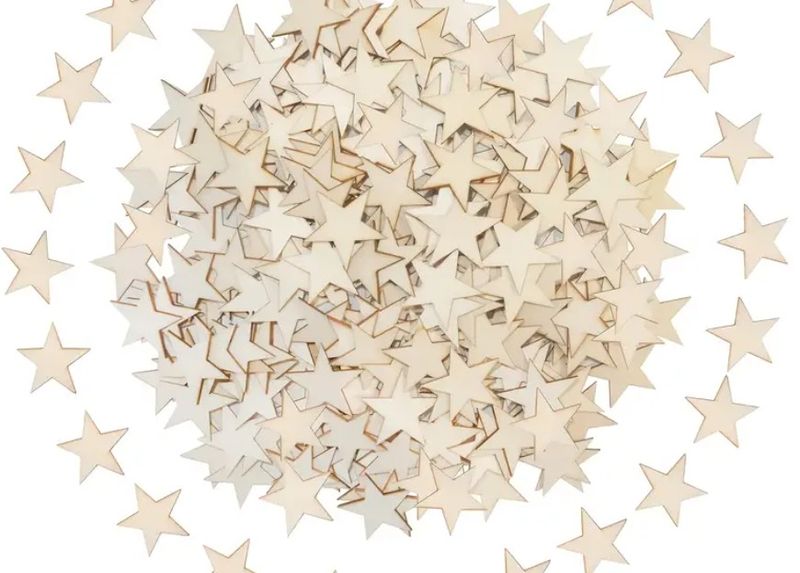 100pcs Unfinished Wooden stars confetti