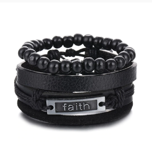 Michris 4 Piece Vintage Leather Bracelet - Woven Bracelet – 0214