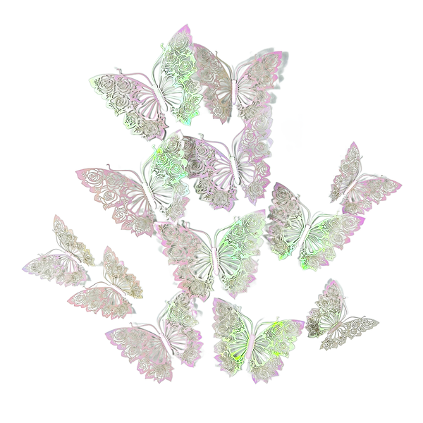Iridescent 3D Butterfly Wall Stickers - Removable &amp; Reusable Decor