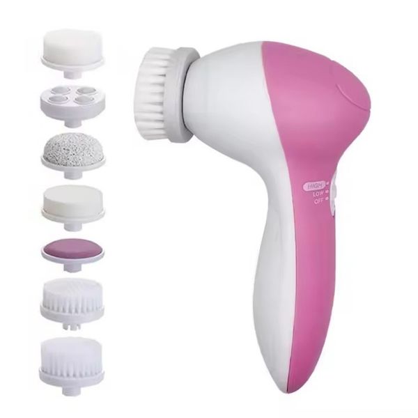 7 in 1 Facial Cleansing Brush, Massage Cleaning Face Scrubber - Pink