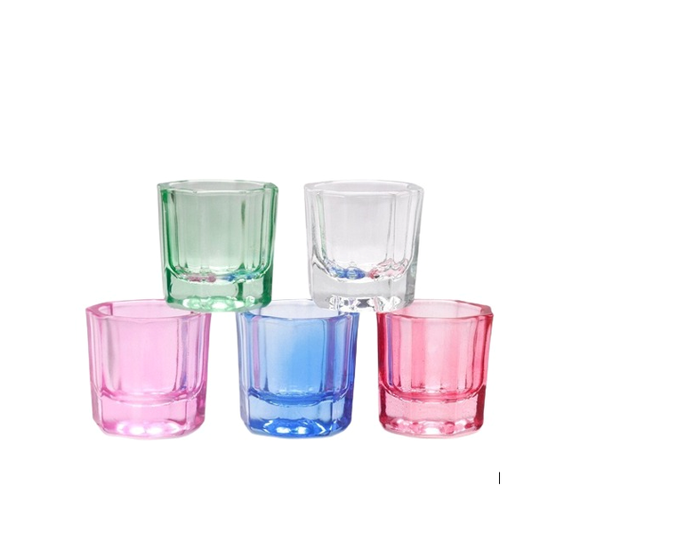 Glass Acrylic Cup Dappen Dish Combo(Blue, Green, Pink, Red and Clear)