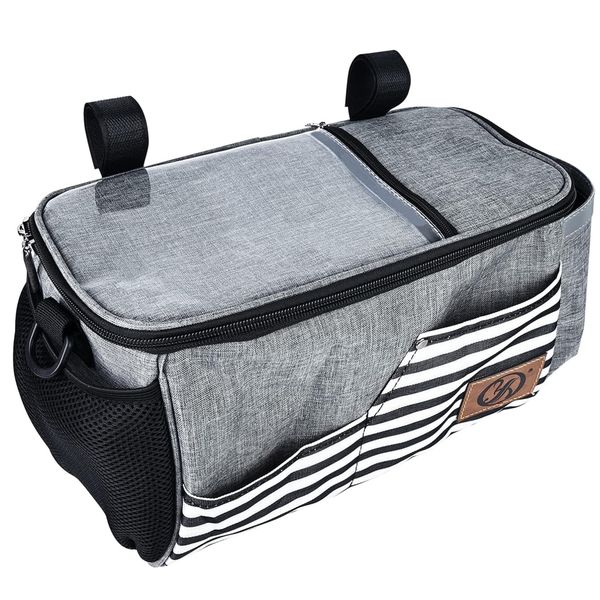 Pram Organiser Multifunction Stroller Organiser Pram Bags with Zip Pocket