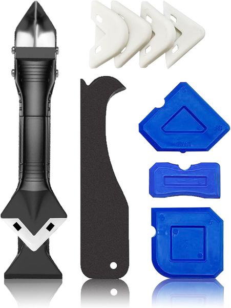 10 Piece Silicone Caulking Tools(Stainless Steel head) Sealant Finishing Tool