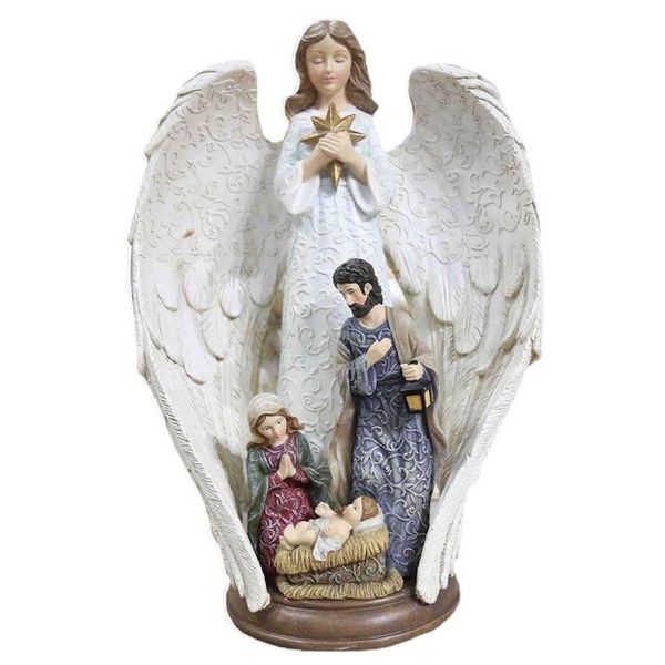 Nativity in White Angel Wings 25cm