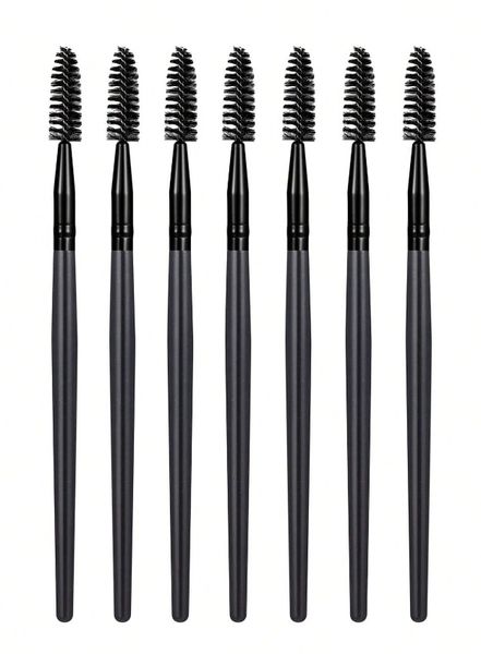 7 Piece Reusable Eyelash Makeup Brush Set - Black