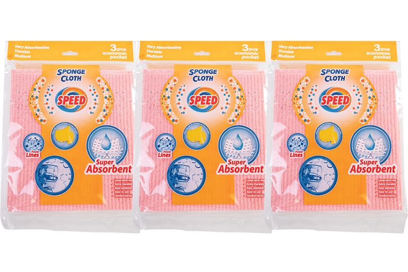 Cloths Sponge Speed Pink 3 Piece - 3 Pack
