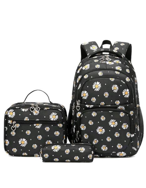 Girls School Bag with Lunch Bag and Pencil Case - Daisy