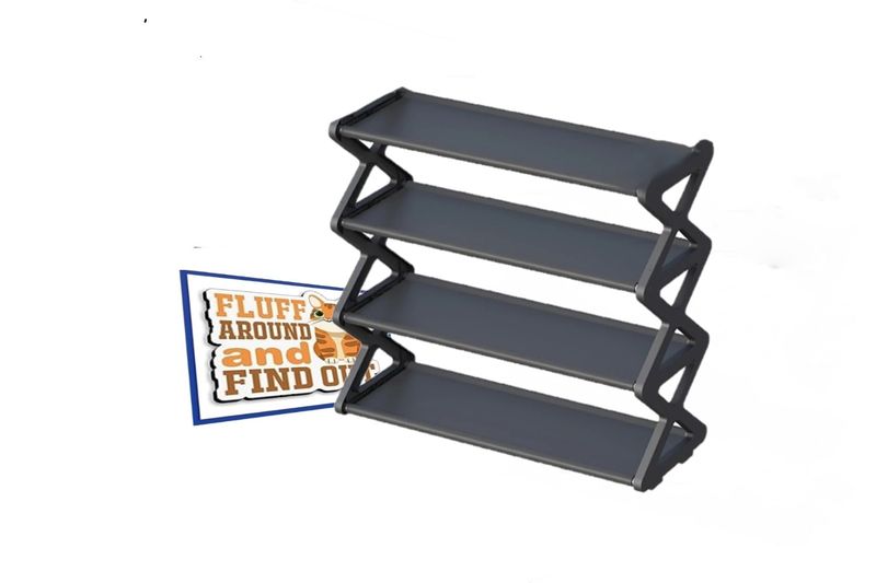 4-Tier Compact Lightweight Shoe Rack and Card Case - Black