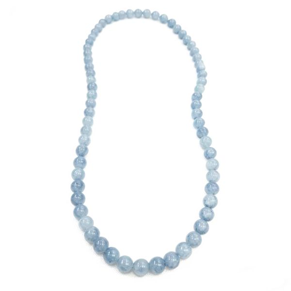 Aquamarine Bead Necklace 8MM Semi Precious Gemstone Round