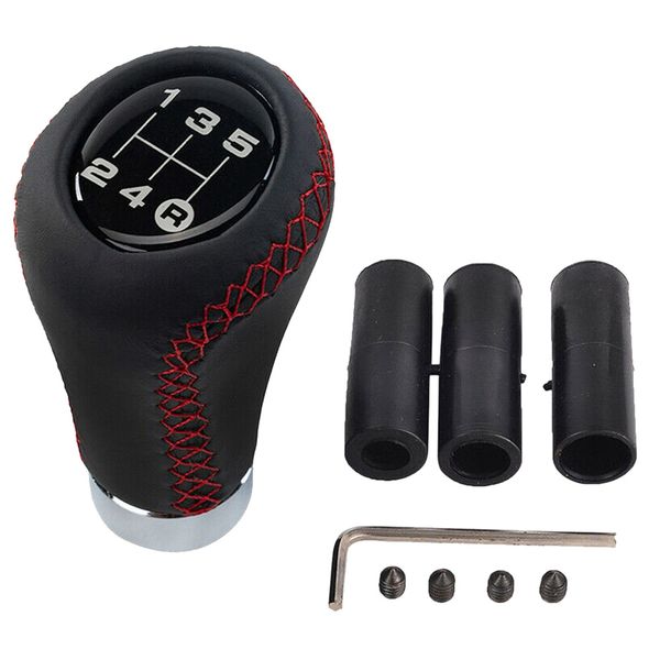 5 Speed Leather Stick Shift Knob Fit for Most Compatible with Universal