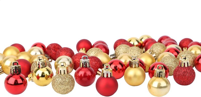 Mini Gold &amp; Red Baubles 24Pc