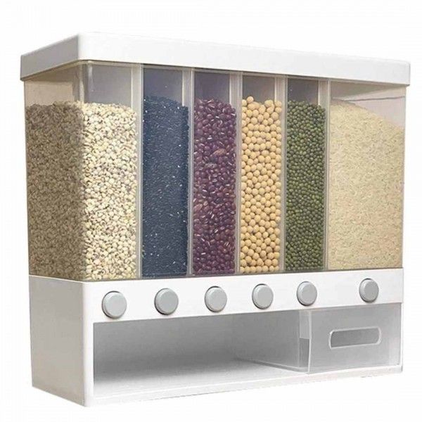 6 in 1 Wall Mounted Kitchen Dry Food Dispenser