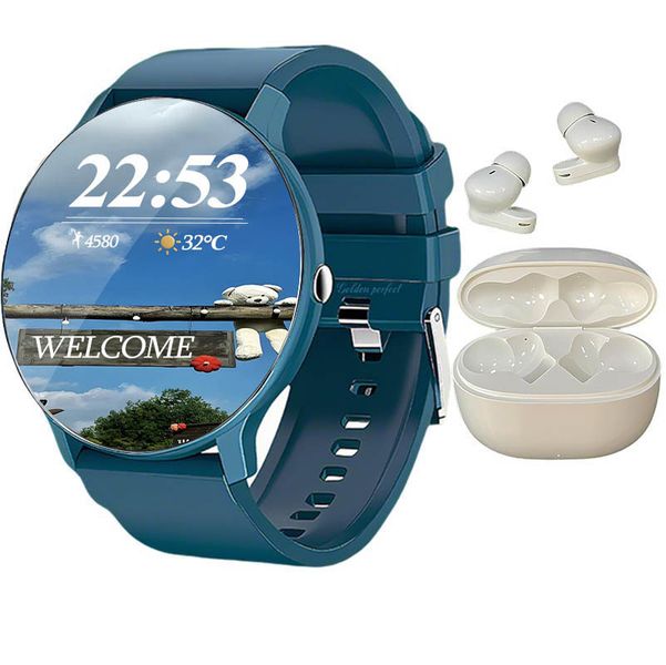 Golden Perfect Men's Smartwatch &amp; Earbuds 1.28" Business Sport Gift Set
