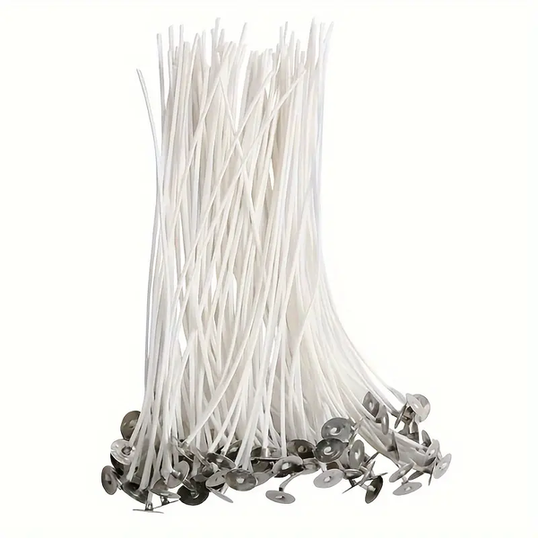 Candle Wicks - Waxed &amp; Tabbed - 15cm - 50 pieces