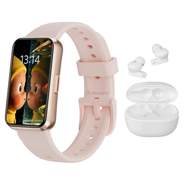 Golden Perfect Girls' Smartwatch &amp; Earphones Gift Set - Pink 1.47 HD,GPS