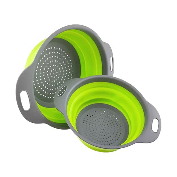 Silicone Folding Fruits - Vegetables and Noodles Colander Strainers - Pack of 2