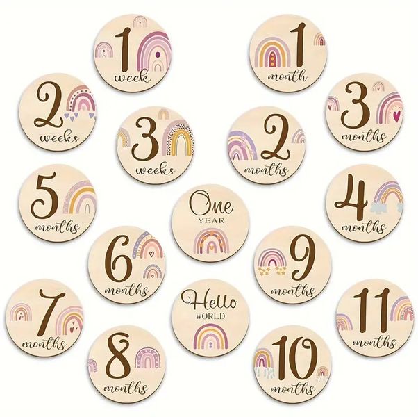 Rainbow baby milestone cards (NOT WOOD) 16 double sided (32) shower gift