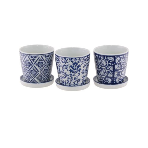Set of 3 Small Mixed Design Planters with Trays Buy Online in South Africa