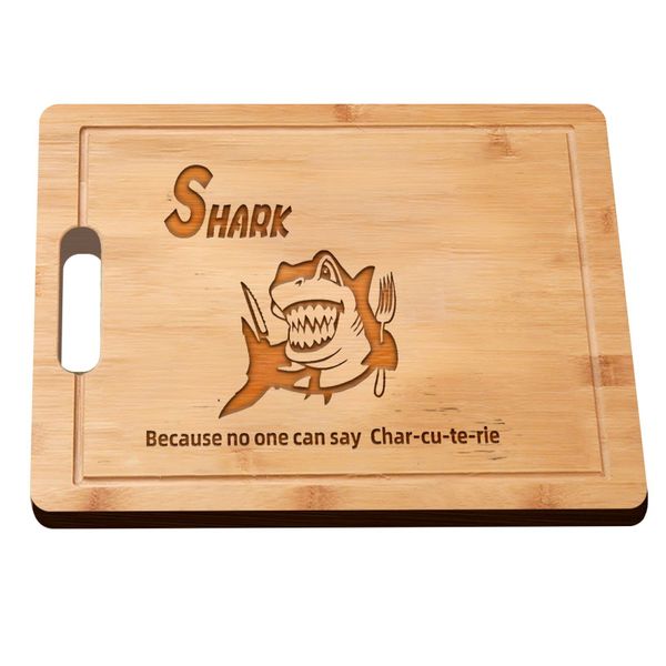 Laser Engraved Bamboo Cutting Board Shark Charcuterie Board Kitchen Decor