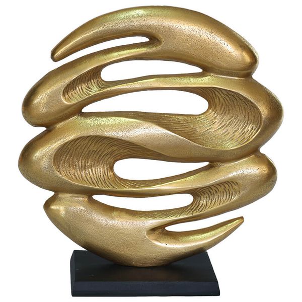 Opulent Lava Sculpture Gold/Black - 44cm