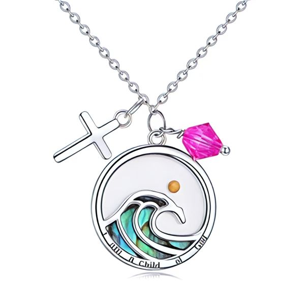 Zeltryn Sea Wave Mustard Seed Stainless Steel Pendant Necklace