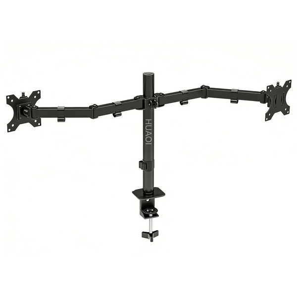 HUAOI Dual Arm Monitor Bracket - Adjustable Desk Mount for 2 Screens