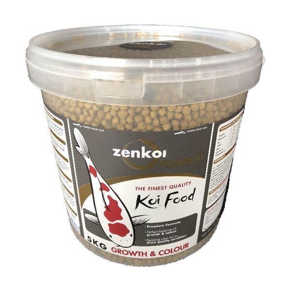 Zenkoi Growth &amp; Colour Koi Pellets - 5kg Bucket -Premium Fish Food