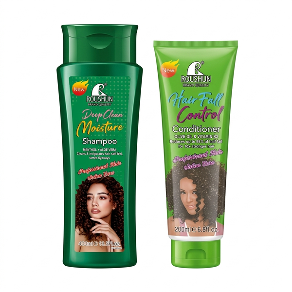 2 Pack Roushun Deep Clean Methol Aloe Vera Shampoo &amp; Olive Conditioner Set
