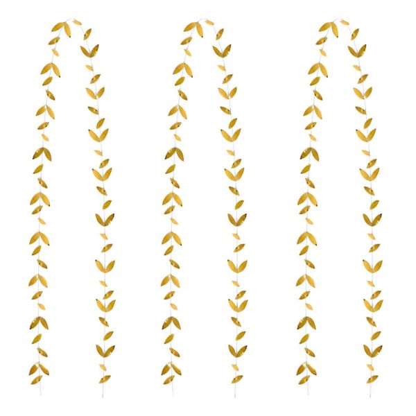 Home Decor Hanging Gold Leaf Garland Party Decoration Set of 3 - 2m