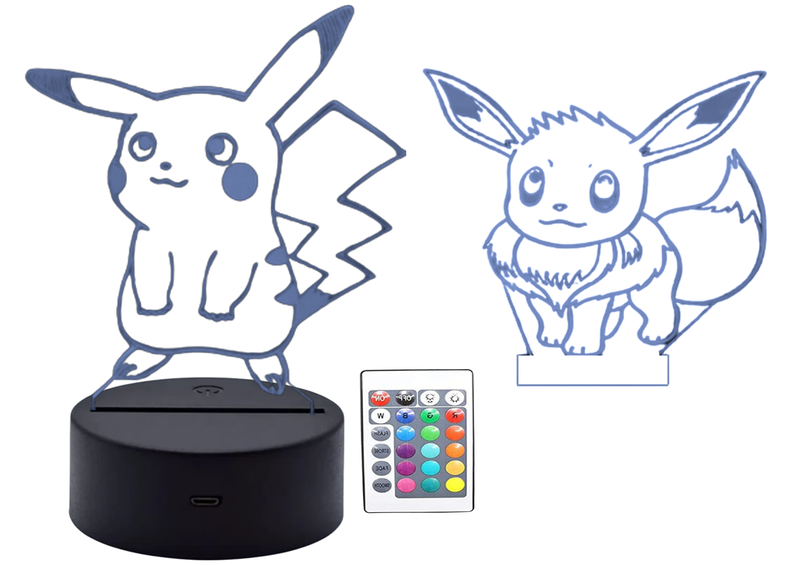 PIKACHU &amp; EEVEE Smart Illusional 3D LED Light - Double Plate