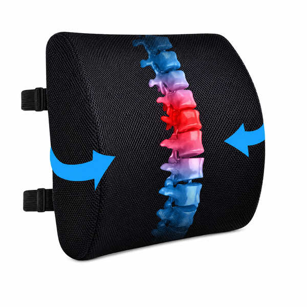 Back Support Cushion for Office Chair &amp; Car - Ergonomic Memory Foam