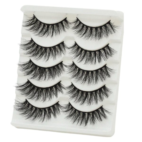 5 Pairs Reusable 3D Long Wispy Mink Lashes Set - Black